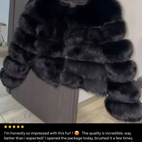 Luxurious Black Fox Fur Jacket - Picture 6 of 11